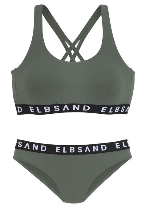 Bustier Bikini mit kontrastfarbenen Schriftzügen Elbsand