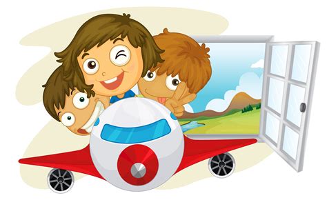 Kids riding on an airplane 526659 Vector Art at Vecteezy