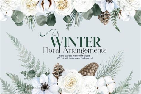 Watercolor Winter Floral Arrangements Graphic By Elena Dorosh Art