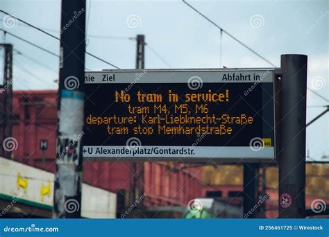 Closeup Of The Train Station Announcement Screen Written In German