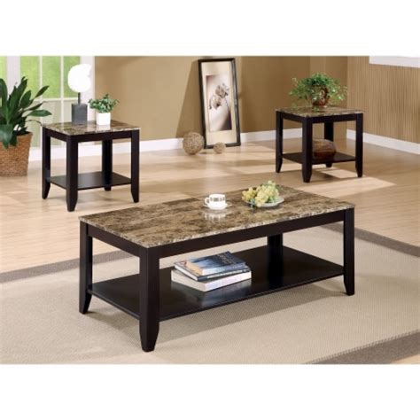 Artistic 3 Piece Occasional Table Set With Marble Top Brown Saltoro