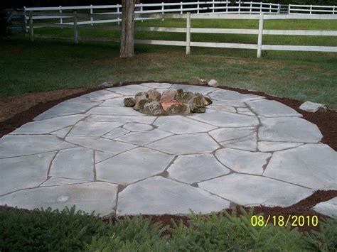 Irregular Bluestone Pavers Make For A Great Patio Firepit Setting