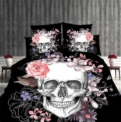 Black White Halloween Indian Skull Bedding Set Bedclothes Bedsheets For Adult Bedroom Decoration