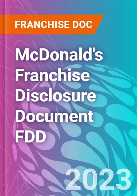 McDonald S Franchise Disclosure Document FDD