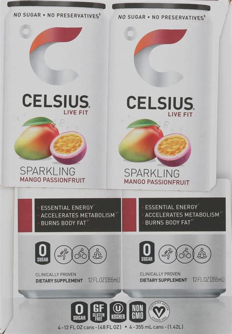 Celsius Live Fit Sparkling Mango Passionfruit Energy Drink 4 12 Fl Oz