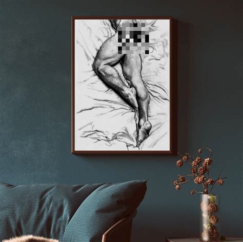 Silk Male Nude Queer German Etching Giclee Art Print Gay Drawing Print