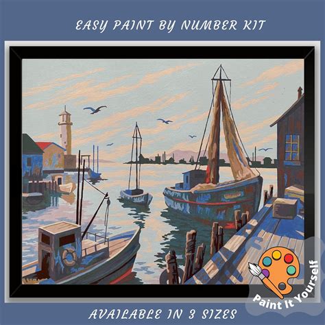 Vintage Style Paint By Number Kit For Adult Diy Boat Dock Etsy