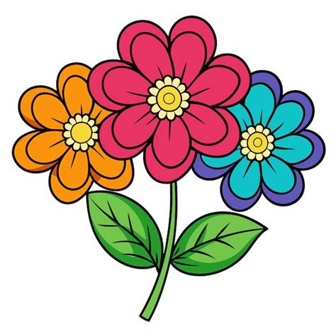 Um desenho de flores coloridas com as cores do arco-íris | Vetor Premium