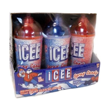 Icee Spray Candy Cherry Blue Raspberry 12 Per Box