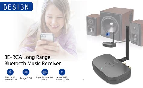 Besign Be Rca Lunga Portata Ricevitore Bluetooth Adattatore Audio