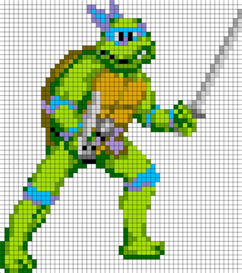 Tmnt Leonardo Perler Bead Pattern Nerdy Perler Beads Kandi Patterns ...