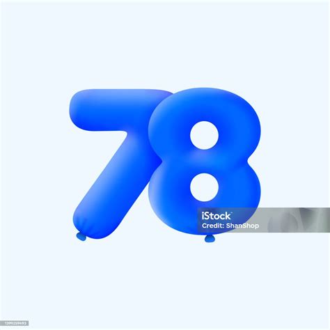 Blue 3d Number 78 Balloon Realistic 3d Helium Blue Balloons Stock