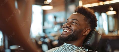 Pictures Of A Happy Young Black Man Getting A Professional Shave At The