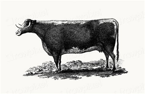 Vintage cow illustration. Original from British | Free Photo ...