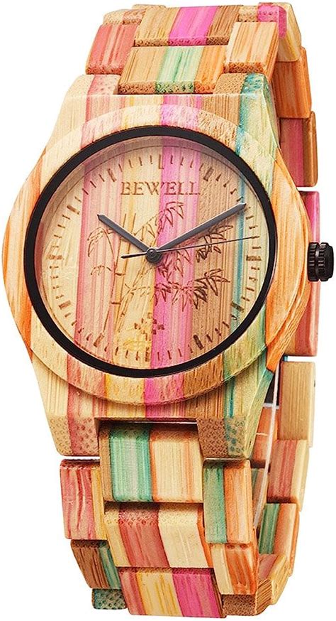 Amazon BEWELL Wooden Watches Handmade Natural Colorful Bamboo