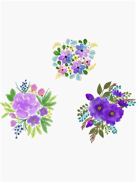 Purple Flowers Sticker Pack Sticker By Luckylamb222 Redbubble