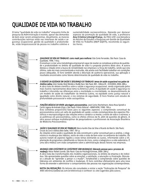 Pdf Qualidade De Vida No Trabalho