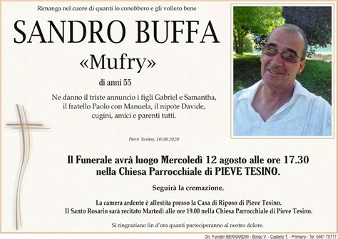 La Comunit Di Pieve Tesino Si Stringe Alla Famiglia Di Sandro Buffa