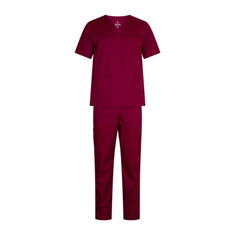 Classic Scrub Suit Male Burgundy Klothon