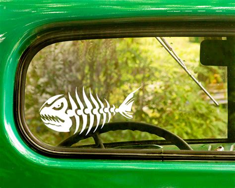 Angry Fish Skeleton Decal 2 Stickers Bogo The Sticker And Decal Mafia