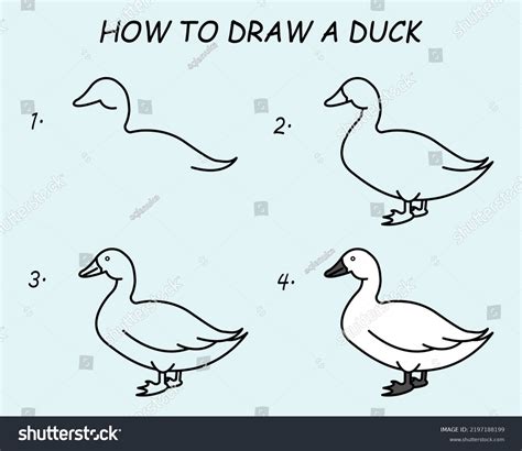 Step By Step Draw Duck Drawing Stock Vector (Royalty Free) 2197188199 ...