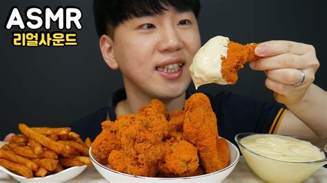 역대급 소리 갱신 네네치킨 매콤치즈스노윙 Best Sound Chicken 리얼사운드 먹방 Eng Mukbang Asmr