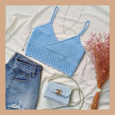 🦋chenda Diy🦋 On Instagram “crochet Lacy Wrap Top💙 Easy Tutorial And Available For All Size