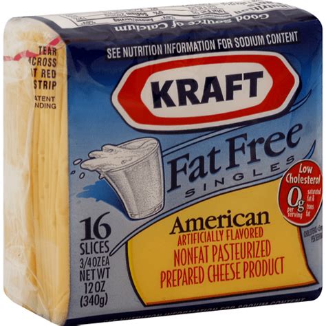 Kraft Singles Cheese Product Nonfat Pasteurized Prepared American