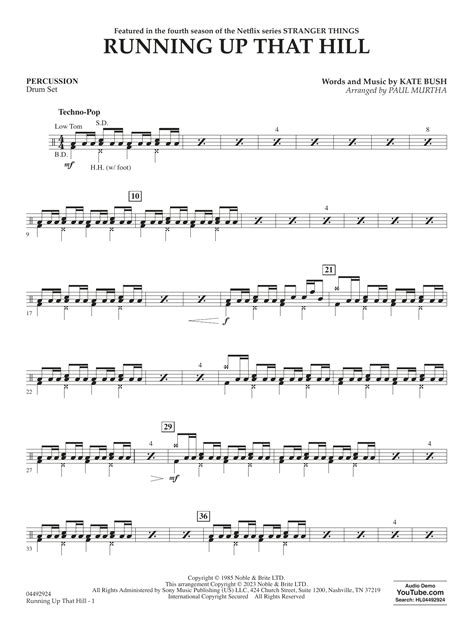 Running Up That Hill Arr Paul Murtha Percussion By Kate Bush Sheet Music For Orchestra At