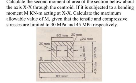 Solved Calculate The Second Moment Of Area Of The Section