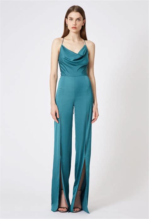 Finley Cowl Neck Jumpsuit Teal Evening Jumpsuit Teal Jumpsuit