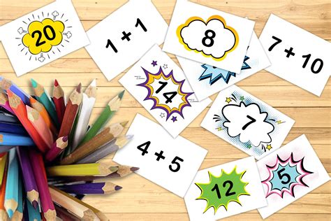 Addition Flash Cards, Math Printable Cards, Addition 0 20, Kindergarten ...