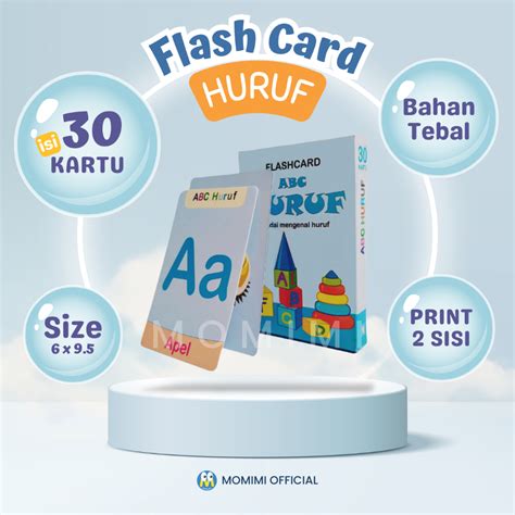 Jual Flash Card Huruf Alfabet Bahan Tebal Laminasi Glossy Kartu Belajar