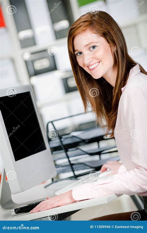 Woman At Office Desk Stock Photo - Image: 11309940