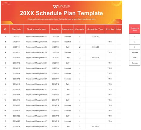 EXCEL of Schedule plan.xlsx | WPS Free Templates