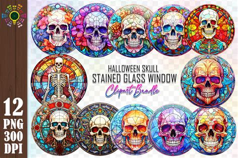 Halloween Skull Stained Glass Window Graphic By Micon Designs · Creative Fabrica