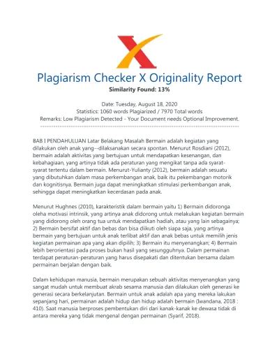 Plagiarism Checker X Originality Report