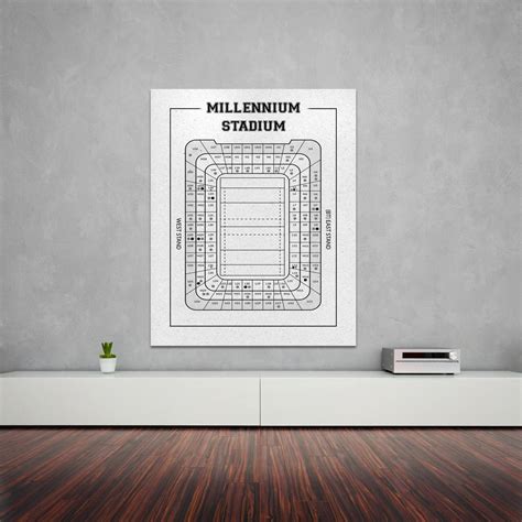 Print Of Vintage Millennium Stadium Seating Chart Seating Chart – Poster - Canvas Print - Wooden ...