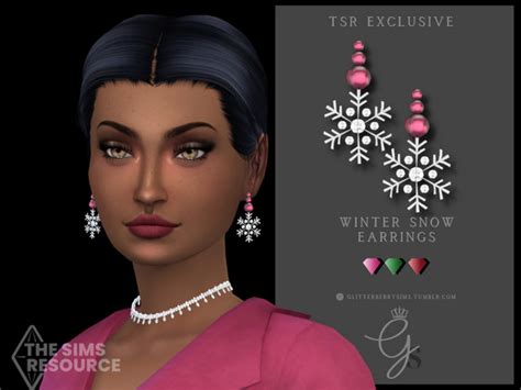 The Sims Resource Winter Snow Earrings