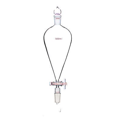 500ml 24 29 Glass Pyriform Separatory Funnel Pear Shape PTFE Stopcock