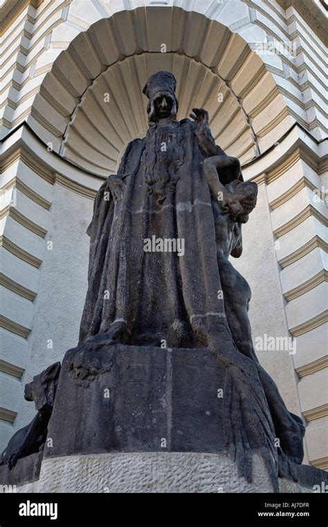 Statue Of Rabbi Loew Maharal Outside The Town Hall In The Jewish Quarter In Prague Czech