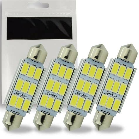 Ampoule LED Canbus C7W 39mm Navette 9 leds SMD Blanc Xénon Lumière