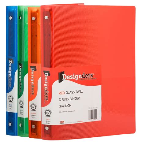 Jam Plastic 3 Ring Binders 34 Inch Assorted 4pack