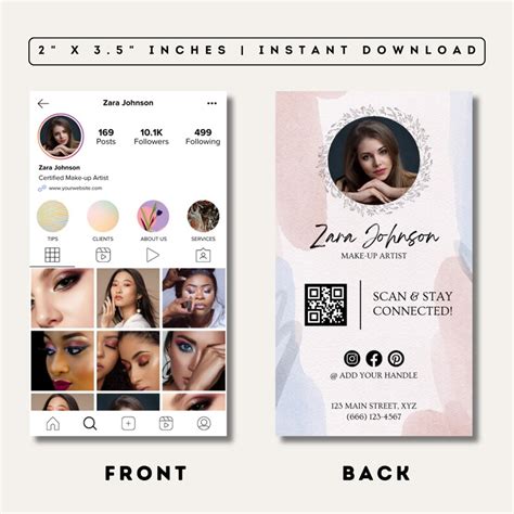 Instagram Business Cards Editable Canva Template Qr Code Business Card