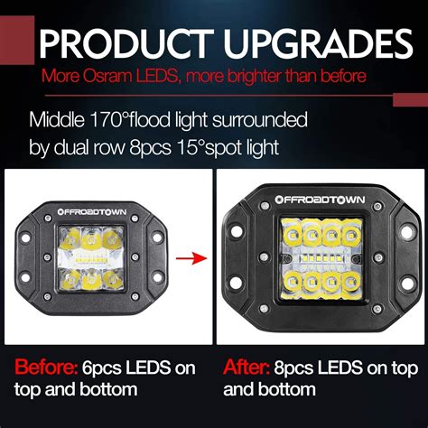 Flush Mount Led Pods Offroadtown Pcs W Driving Lights Led Work