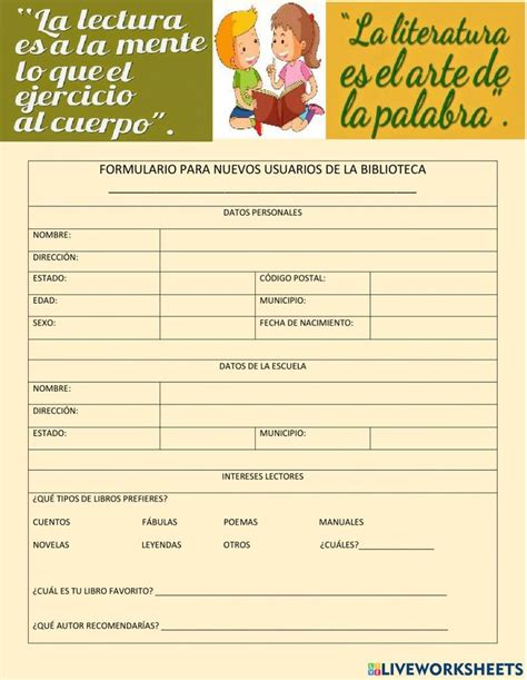 Formato De Biblioteca Worksheet Libros De Biblioteca Formulario De