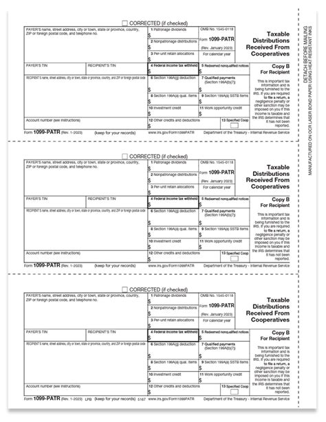 1099patr Tax Forms For Cooperatives Recipient Copy B