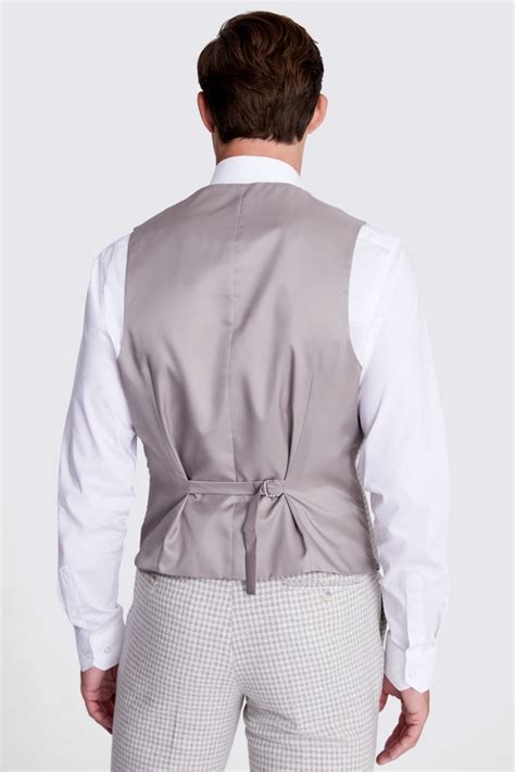 Tailored Fit Stone Houndstooth Tweed Waistcoat Buy Online At Moss