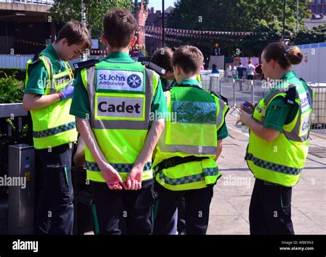 A Group Of St John Ambulance Cadets Carry Out A Training Exercise In