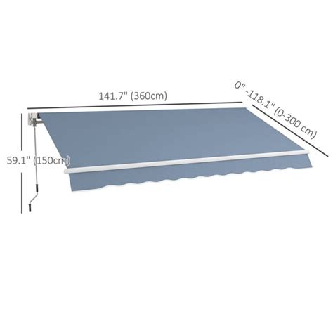 Outsunny 12 X 10 Ft Light Grey Polyester Retractable Patio Awning With